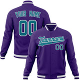 Custom Purple & Teal Solid Color Varsity Jacket