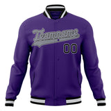 Custom Purple & Black Solid Color Varsity Jacket JA01240607CK451