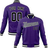 Custom Purple & Black Solid Color Varsity Jacket