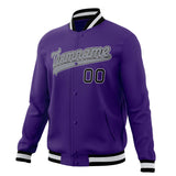 Custom Purple & Black Solid Color Varsity Jacket JA01240607CK451