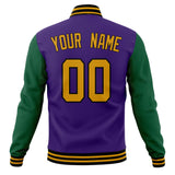 Custom Purple & Kelly-Green Solid Color Varsity Jacket JA01240607CK452