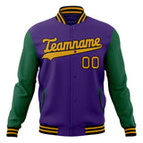 Custom Purple & Kelly-Green Solid Color Varsity Jacket JA01240607CK452