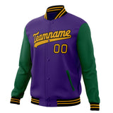 Custom Purple & Kelly-Green Solid Color Varsity Jacket JA01240607CK452