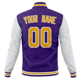 Custom Purple & White Solid Color Varsity Jacket JA01240607CK453