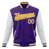 Custom Purple & White Solid Color Varsity Jacket JA01240607CK453