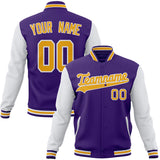 Custom Purple & White Solid Color Varsity Jacket JA01240607CK453