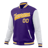 Custom Purple & White Solid Color Varsity Jacket JA01240607CK453