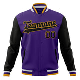 Custom Purple & Black Solid Color Varsity Jacket JA01240607CK455