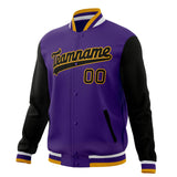 Custom Purple & Black Solid Color Varsity Jacket JA01240607CK455