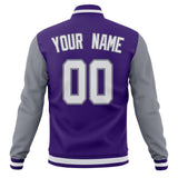 Custom Purple & Gray Solid Color Varsity Jacket JA01240607CK456