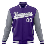 Custom Purple & Gray Solid Color Varsity Jacket JA01240607CK456