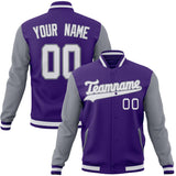 Custom Purple & Gray Solid Color Varsity Jacket