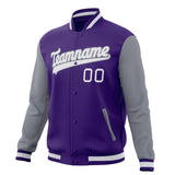 Custom Purple & Gray Solid Color Varsity Jacket JA01240607CK456