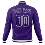 Custom Purple & White Solid Color Varsity Jacket JA01240607CK457