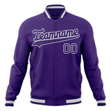 Custom Purple & White Solid Color Varsity Jacket JA01240607CK457