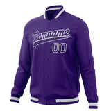 Custom Purple & White Solid Color Varsity Jacket JA01240607CK457