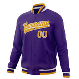 Custom Purple & Gold Solid Color Varsity Jacket JA01240607CK458