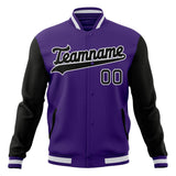 Custom Purple & Black Solid Color Varsity Jacket JA01240607CK459