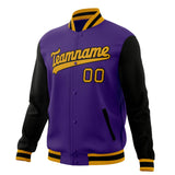 Custom Purple & Black Solid Color Varsity Jacket JA01240607CK460