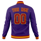 Custom Purple & Red Solid Color Varsity Jacket JA01240607CK461