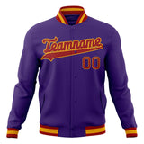 Custom Purple & Red Solid Color Varsity Jacket JA01240607CK461