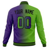 Custom Purple & Neon-Green Gradient Varsity Jacket JA01240607CK463