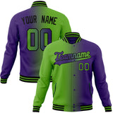 Custom Purple & Neon-Green Gradient Varsity Jacket JA01240607CK463