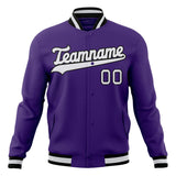 Custom Purple & White Solid Color Varsity Jacket JA01240607CK464