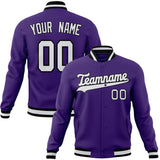 Custom Purple & White Solid Color Varsity Jacket