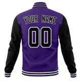 Custom Purple & Black Solid Color Varsity Jacket JA01240607CK465