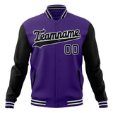 Custom Purple & Black Solid Color Varsity Jacket JA01240607CK465