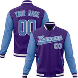 Custom Purple & Light-Blue Solid Color Varsity Jacket