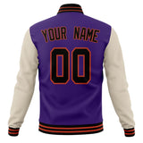 Custom Purple & White Solid Color Varsity Jacket JA01240607CK467