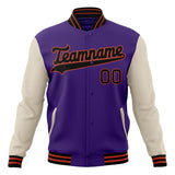 Custom Purple & White Solid Color Varsity Jacket JA01240607CK467