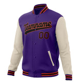 Custom Purple & White Solid Color Varsity Jacket JA01240607CK467