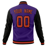 Custom Purple & Black Solid Color Varsity Jacket JA01240607CK468