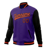 Custom Purple & Black Solid Color Varsity Jacket JA01240607CK468