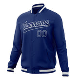 Custom Royal & White Solid Color Varsity Jacket JA01240607CK511