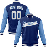 Custom Royal & Light-Blue Solid Color Varsity Jacket