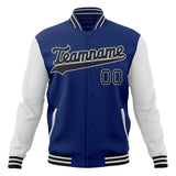 Custom Royal & White Solid Color Varsity Jacket JA01240607CK516