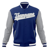 Custom Royal & Gray Solid Color Varsity Jacket JA01240607CK517