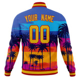 Custom Royal & Gold Hawaii Palm Trees 3D Pattern Varsity Jacket JA01240607CK520