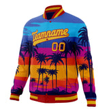 Custom Royal & Gold Hawaii Palm Trees 3D Pattern Varsity Jacket JA01240607CK520