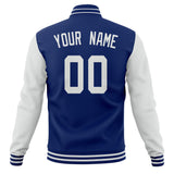 Custom Royal & White Solid Color Varsity Jacket JA01240607CK521