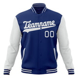 Custom Royal & White Solid Color Varsity Jacket JA01240607CK521