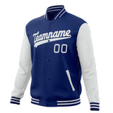 Custom Royal & White Solid Color Varsity Jacket JA01240607CK521