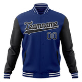 Custom Royal & Black Solid Color Varsity Jacket JA01240607CK523