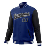 Custom Royal & Black Solid Color Varsity Jacket JA01240607CK523