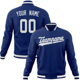 Custom Royal & White Solid Color Varsity Jacket