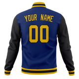 Custom Royal & Black Solid Color Varsity Jacket JA01240607CK525